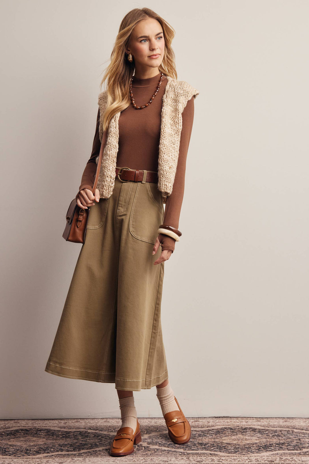 Contrast Stitch Utility Maxi Skirt