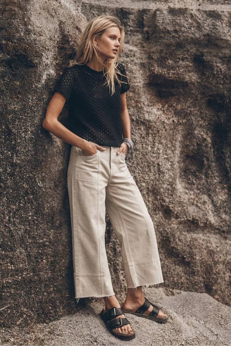 Tummy Control High Rise Slim Crop Palazzo Jeans