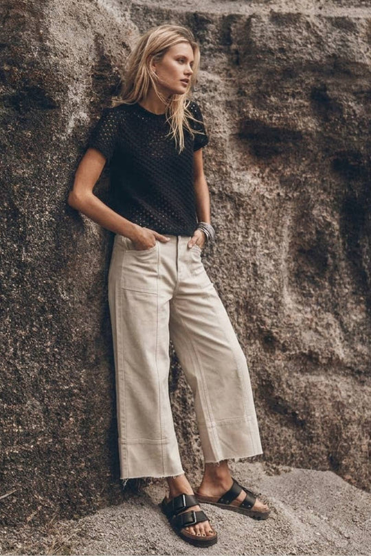 Tummy Control High Rise Slim Crop Palazzo Jeans