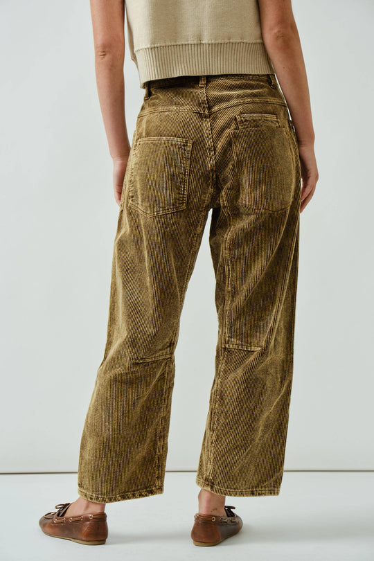 Barrel Corduroy Trousers with Braided Belt