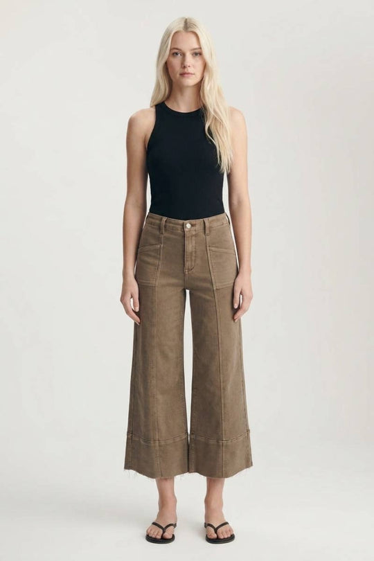 Raw Hem Crop Palazzo Jeans