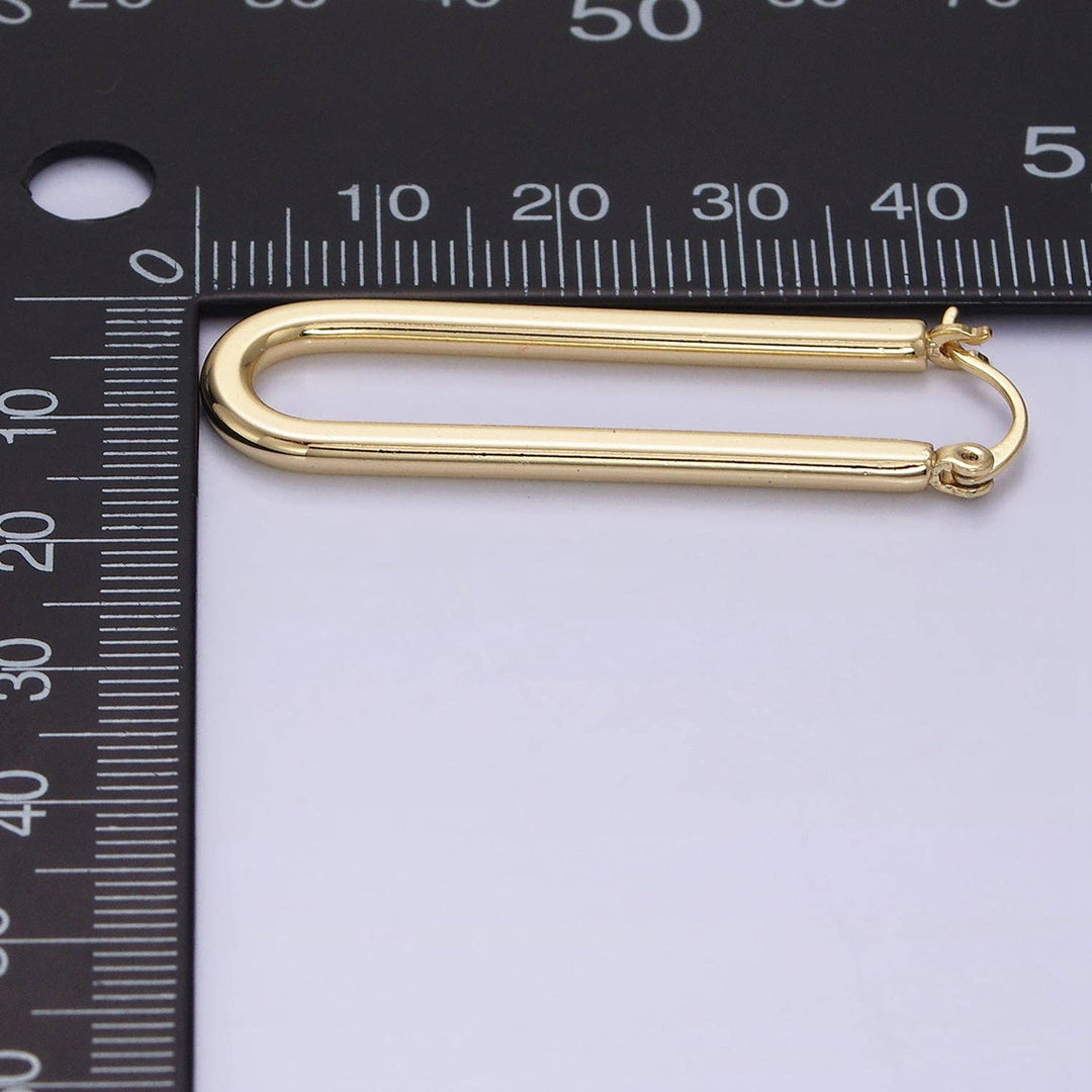Thin U-Shaped Oblong Latch Earrings