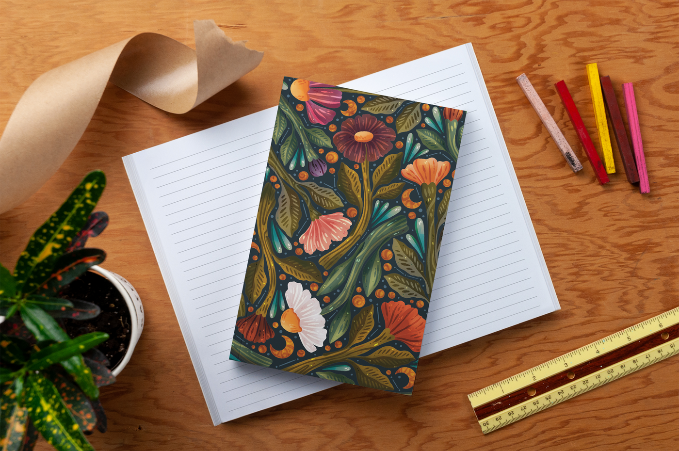 Denik Nightsky Floral Classic Layflat Journal Notebook - Simple Good
