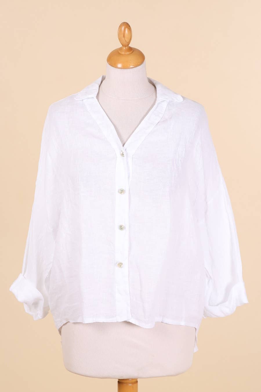 Full-length Linen Collared Shirt