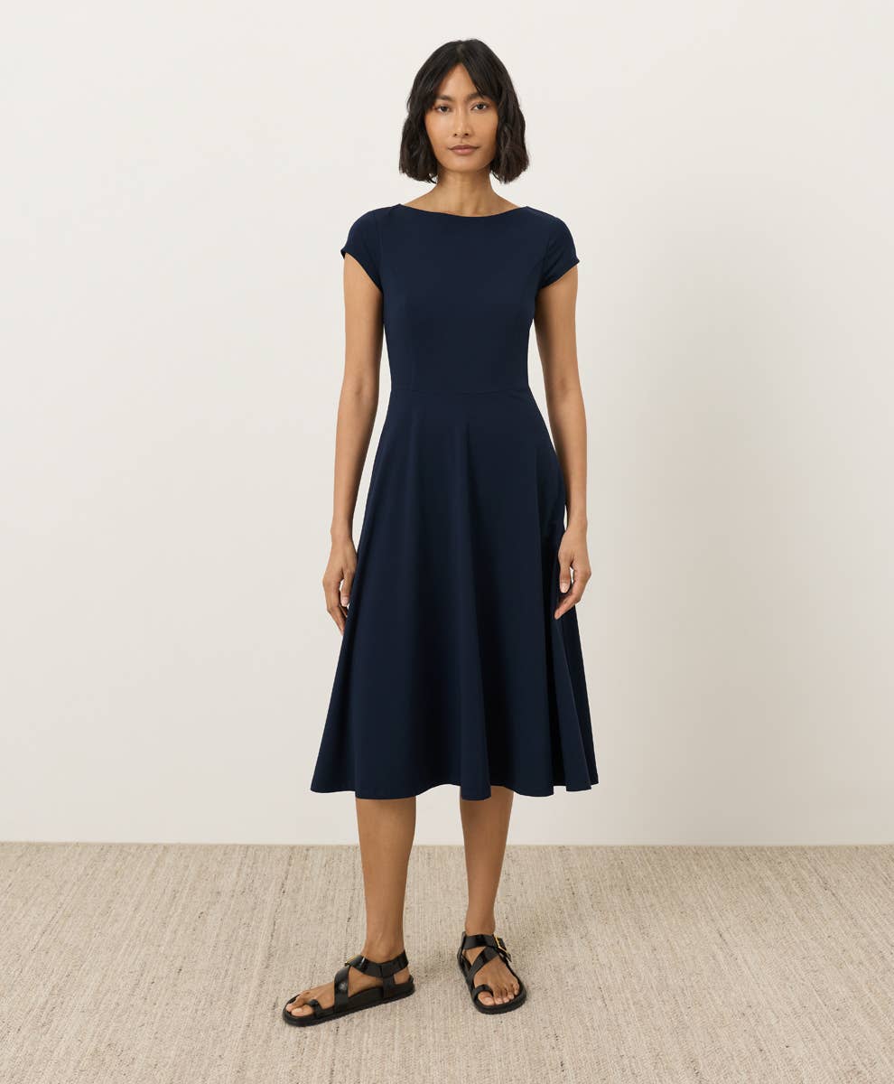 Women's Fit & Flare Ballet Neck Dress