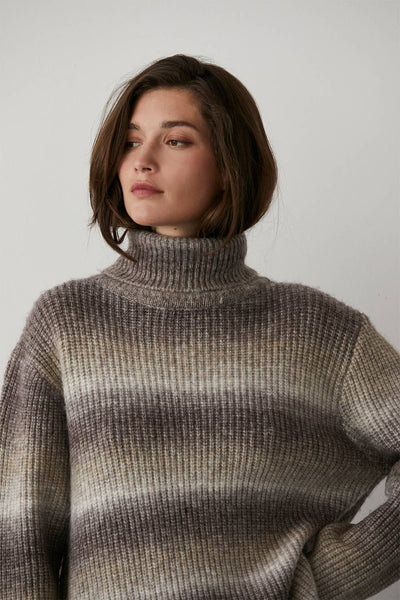 Crescent CT8698 - Ariana Multi Colored Wool-Blend Turtleneck Sweater: S / Brown - Simple Good