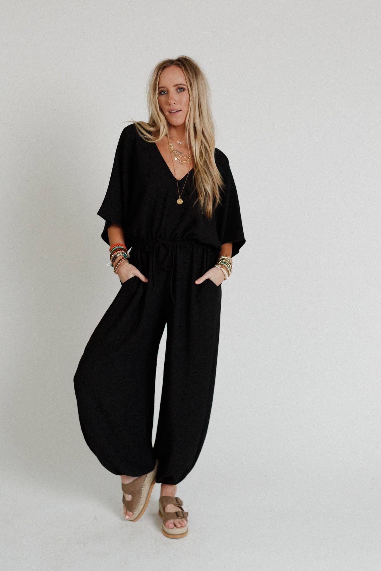 New Love Relaxed Drawstring Jumpsuit