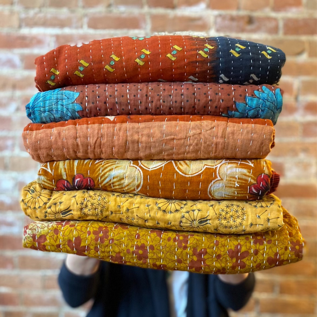 Kantha Quilt Made From Recycled Saris