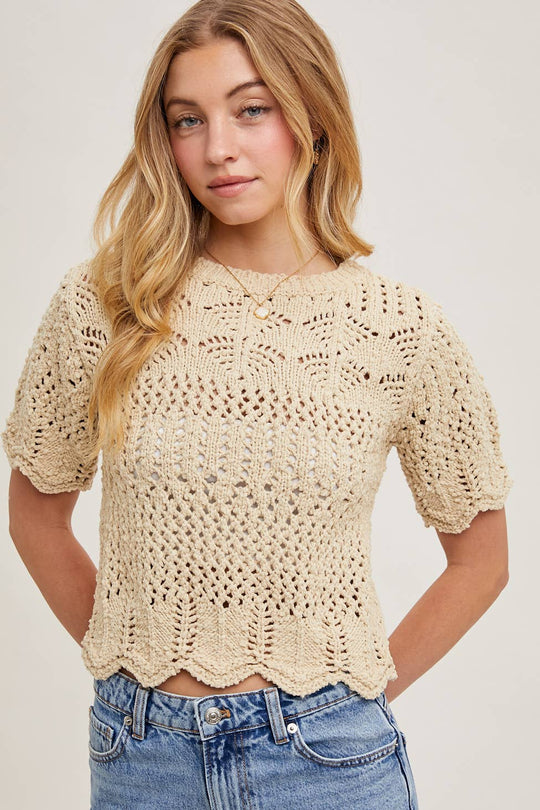 Knit Sweater With Scalloped Hem