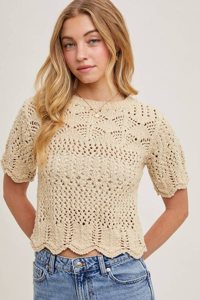 Knit Sweater With Scalloped Hem