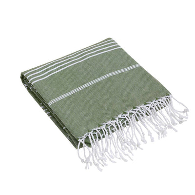 Light Weight Peshtemal Turkish Towel in Sage Stripe