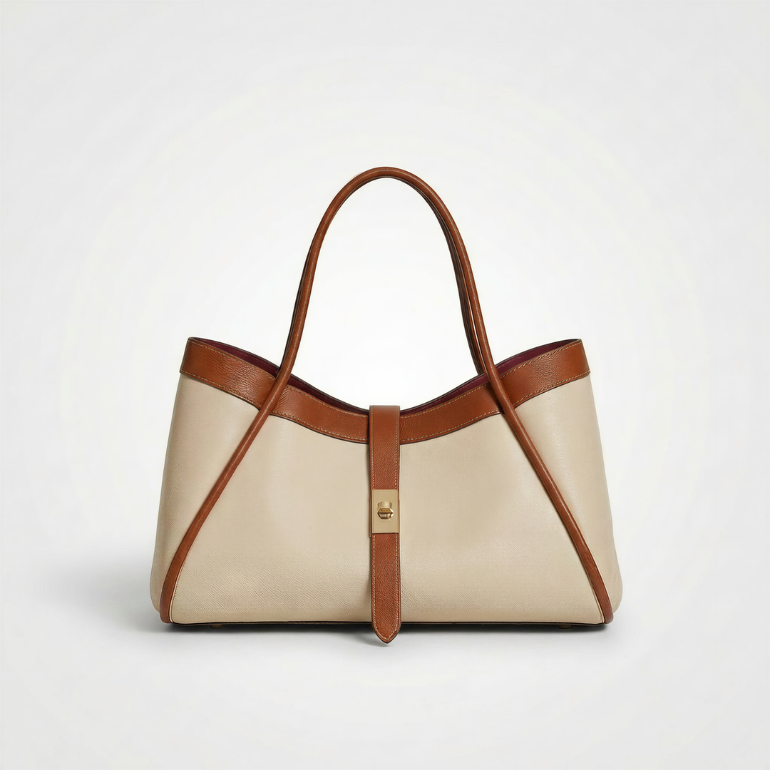 Genuine Leather Bag with Contrast Piping