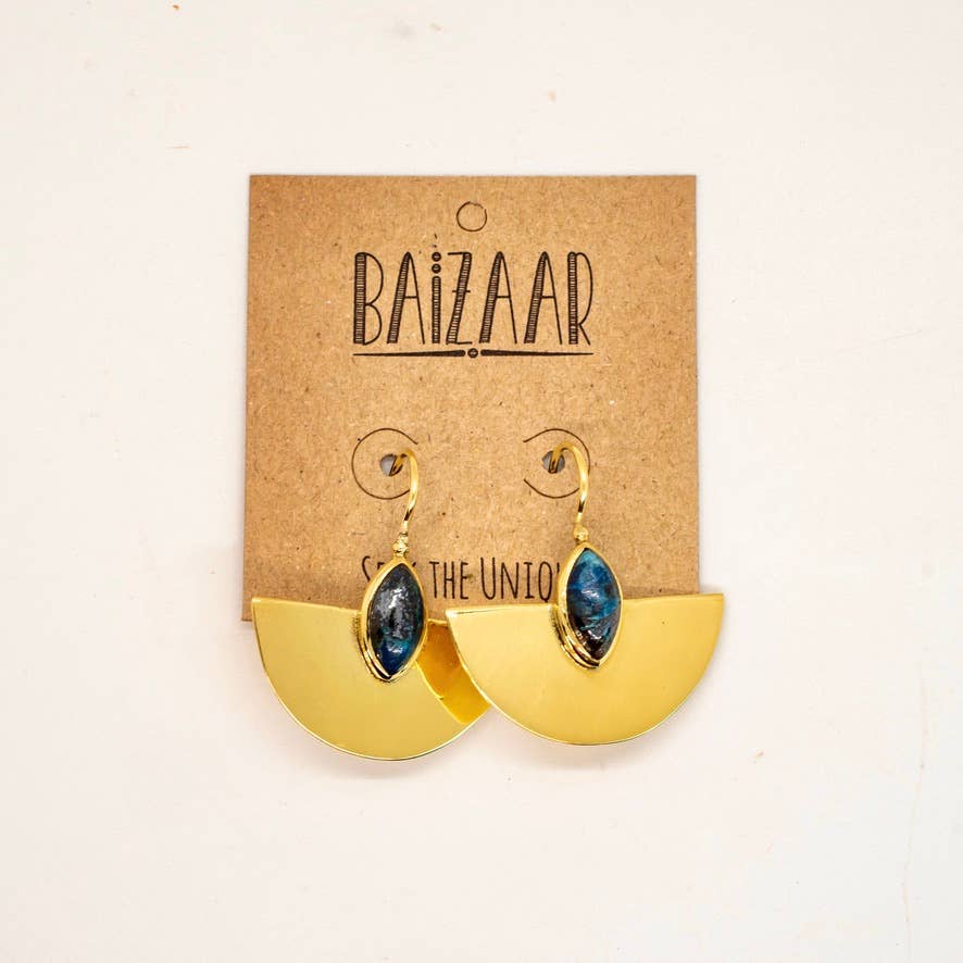 Baizaar Brass Stone Shine Earring - Simple Good