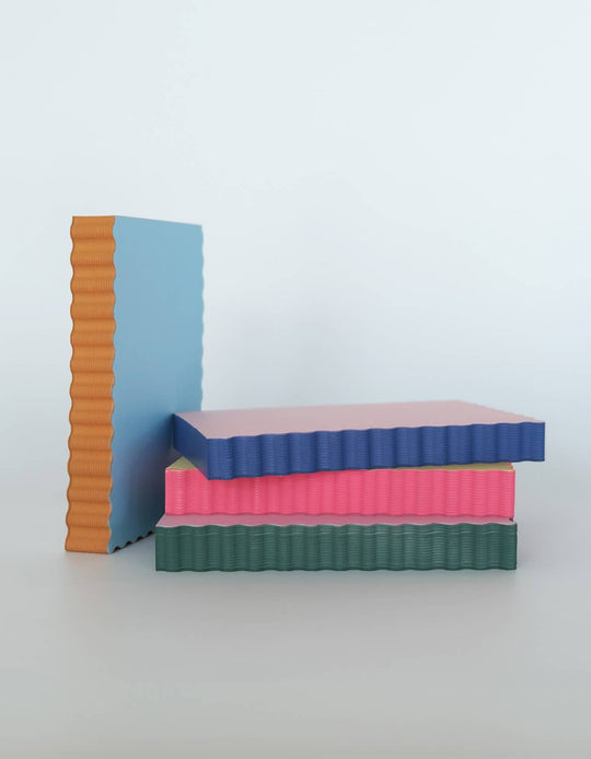 Mini Wave Shaped Notepad | Peach + Indigo Edge