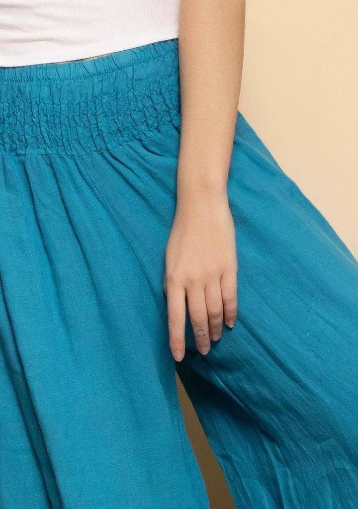 Flared Linen Pants w/ Wide Waistband