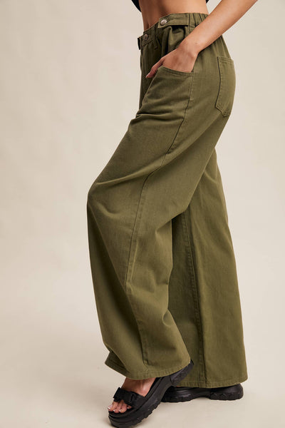 Wide-Leg Colored Denim Pants