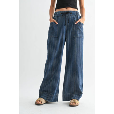 Denim Striped Relaxed Fit Pants