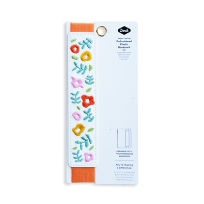 Embroidered Elastic Bookmark- Spring Garden