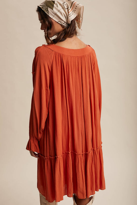 Smocked Tiered Long Sleeve Dress