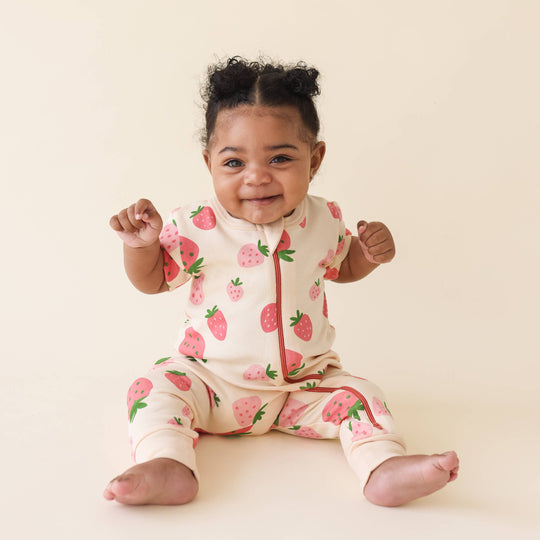 Signature Print '2-Way' Zip Romper - Short Sleeve