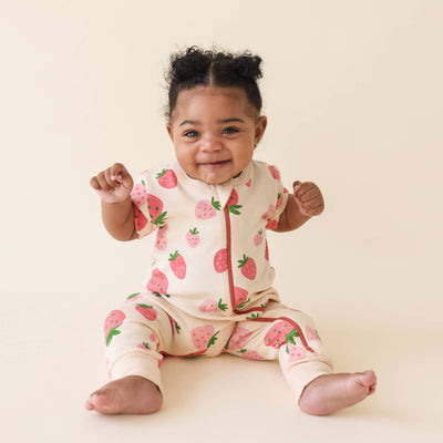 Signature Print '2-Way' Zip Romper - Short Sleeve