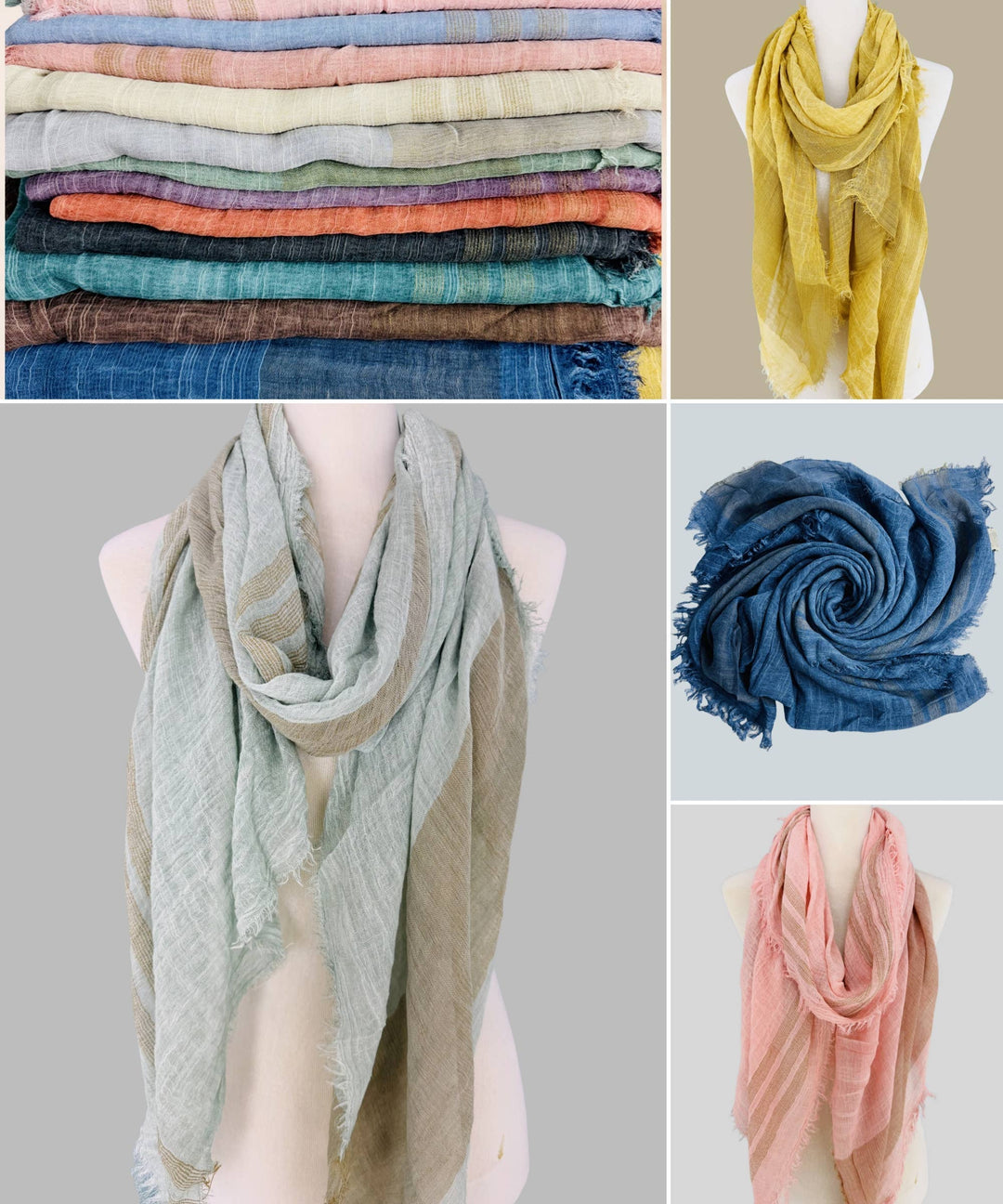 Stonewash Vintage Feel Frayed Scarf