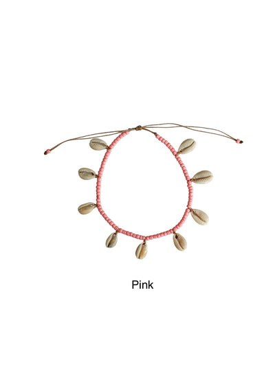 Cowrie Shell Charm & Seed Bead Anklet