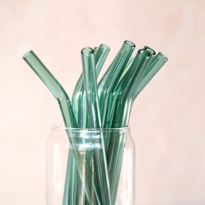 Forest Cove Home Dark Green Bent Glass Straw - Simple Good