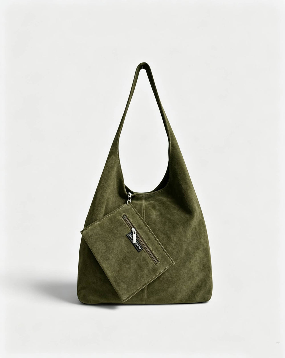 Genuine Suede Hobo Bag with Pouch Made in Italy