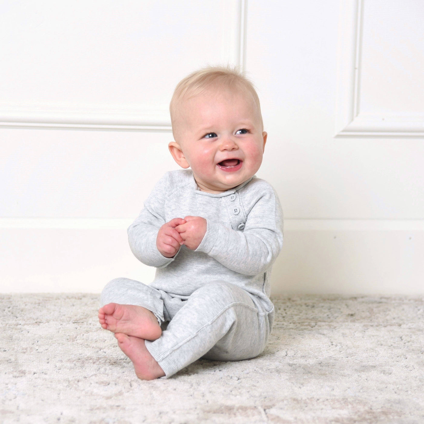 Gray Raglan Knit Romper