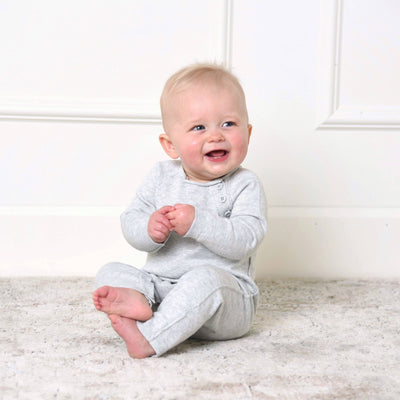 Gray Raglan Knit Romper