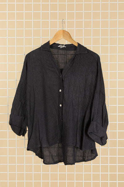 Full-length Linen Collared Shirt