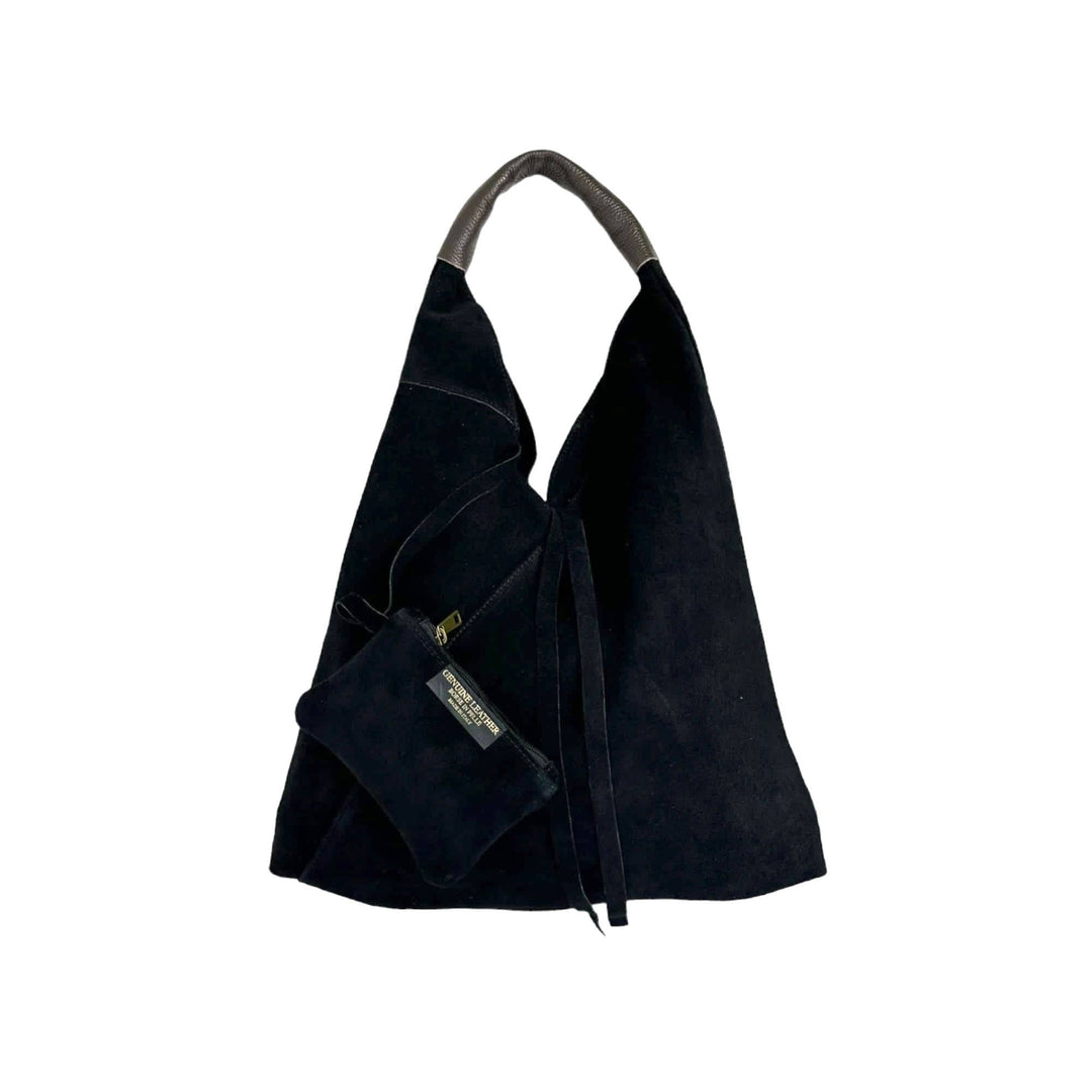 Suede Leather Shoulder Bag with Coin Purse