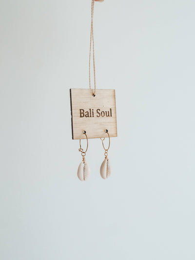 Cowrie Shell Gold Hoop Earrings