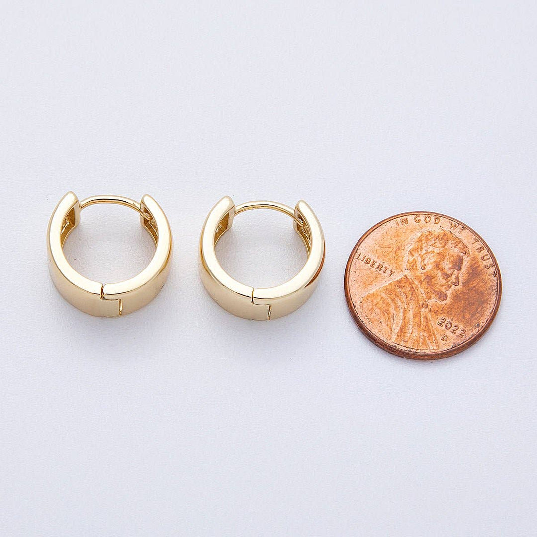 14K Gold Filled 15mm Minimalist Plain Wide Huggie Earrings
