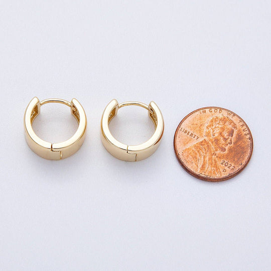 14K Gold Filled 15mm Minimalist Plain Wide Huggie Earrings
