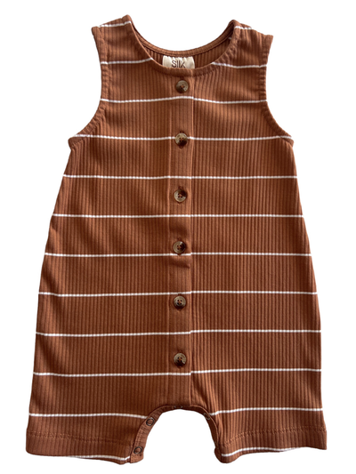 SIIX Collection Saddle Stripe / Organic Ribbed Bay Shortie (Baby - Kids) - Simple Good