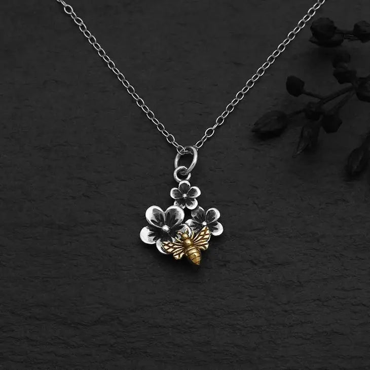 Nina Designs Bee and Cherry Blossoms Pendant Necklace - Simple Good