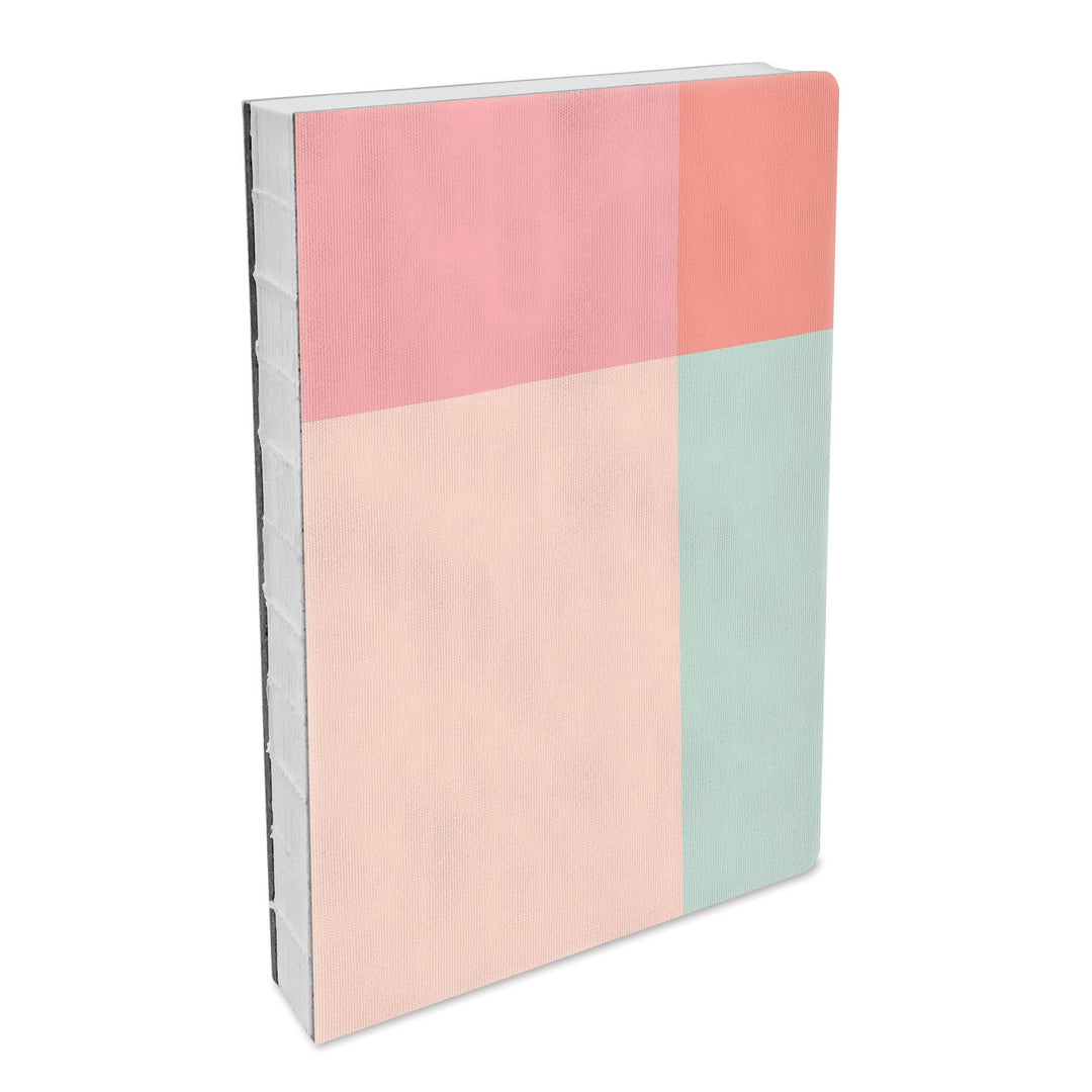 Notebook with a colorful cover design on a white background