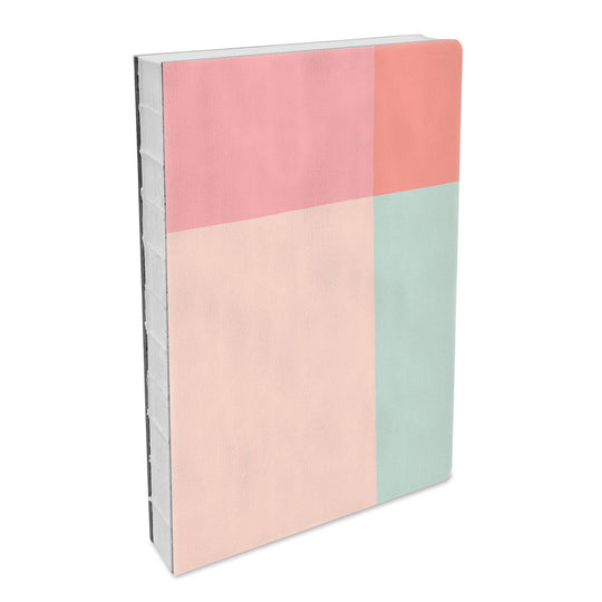 Notebook with a colorful cover design on a white background