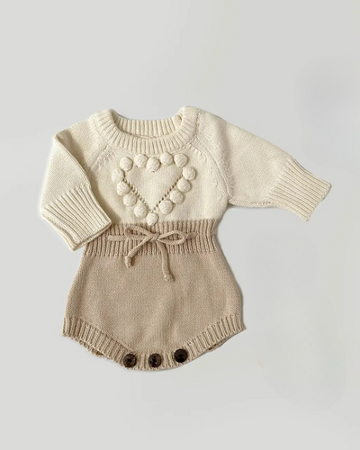 Cream Heart Romper