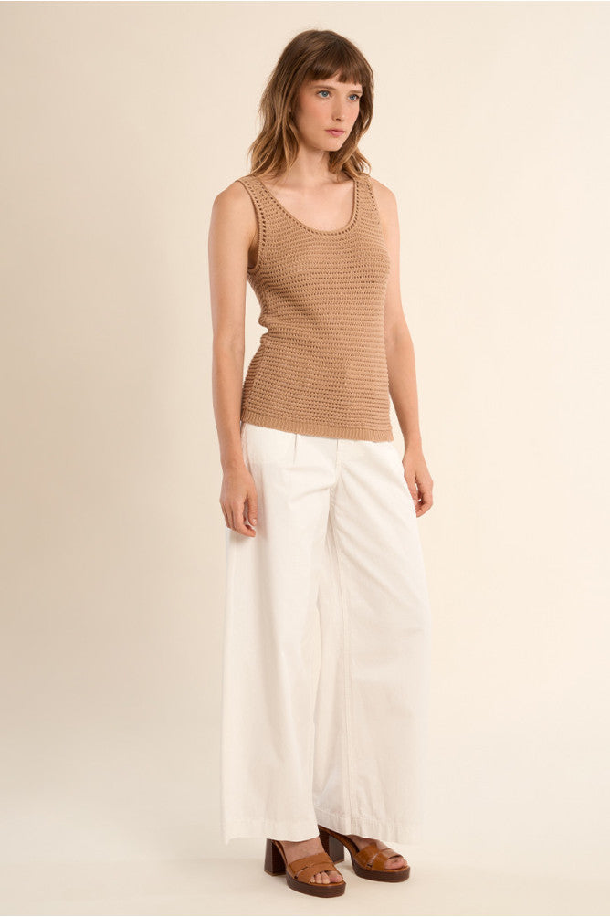Beige Open Knit Tank