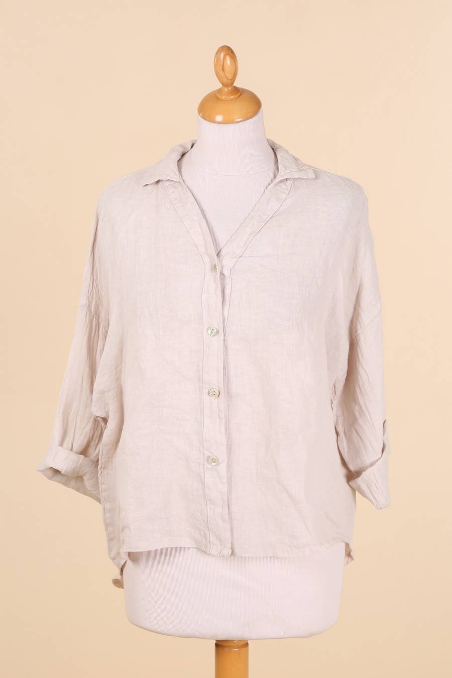 Full-length Linen Collared Shirt