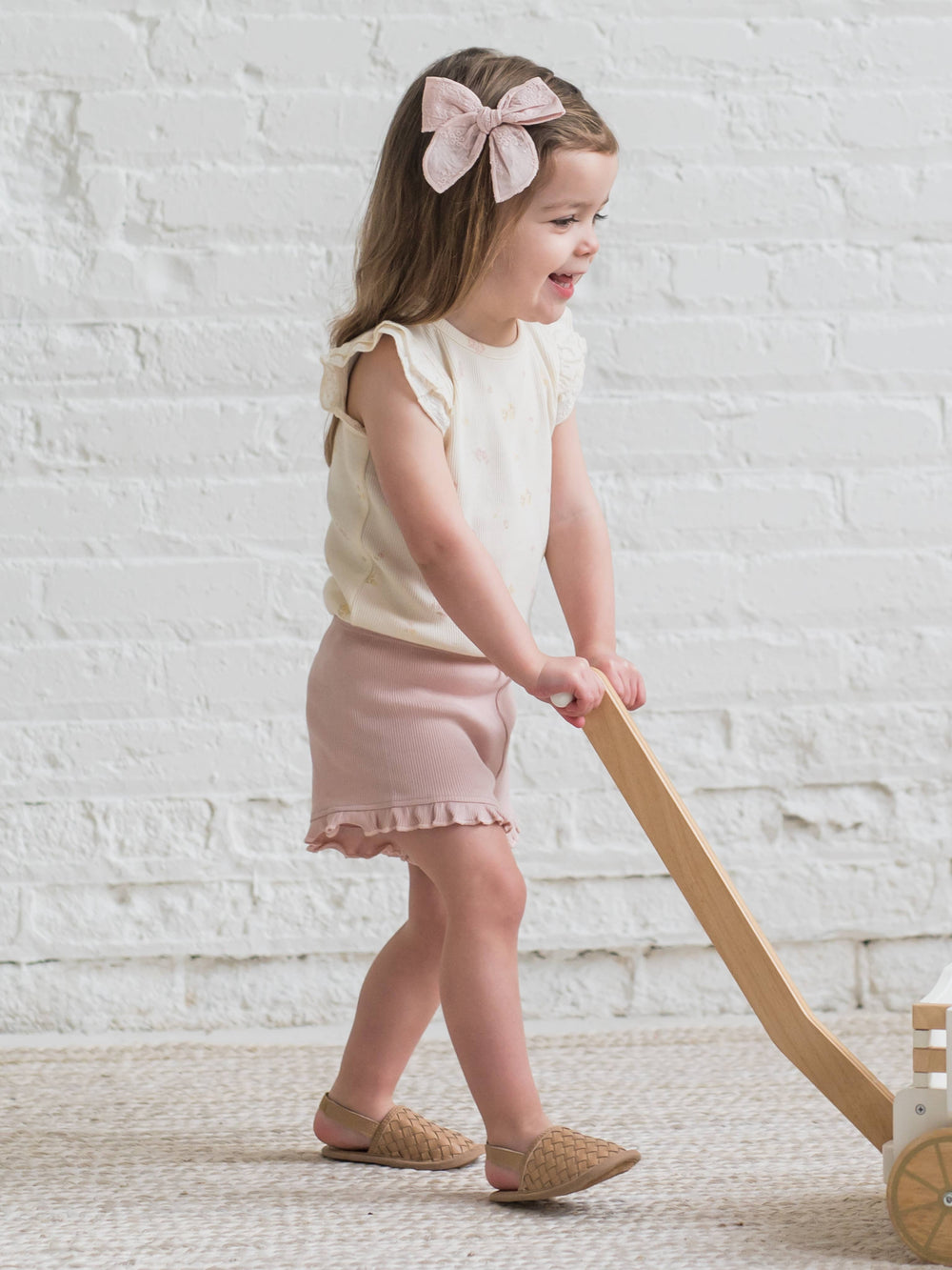 Organic Daphne Ribbed Tank with Eyelet Ruffle