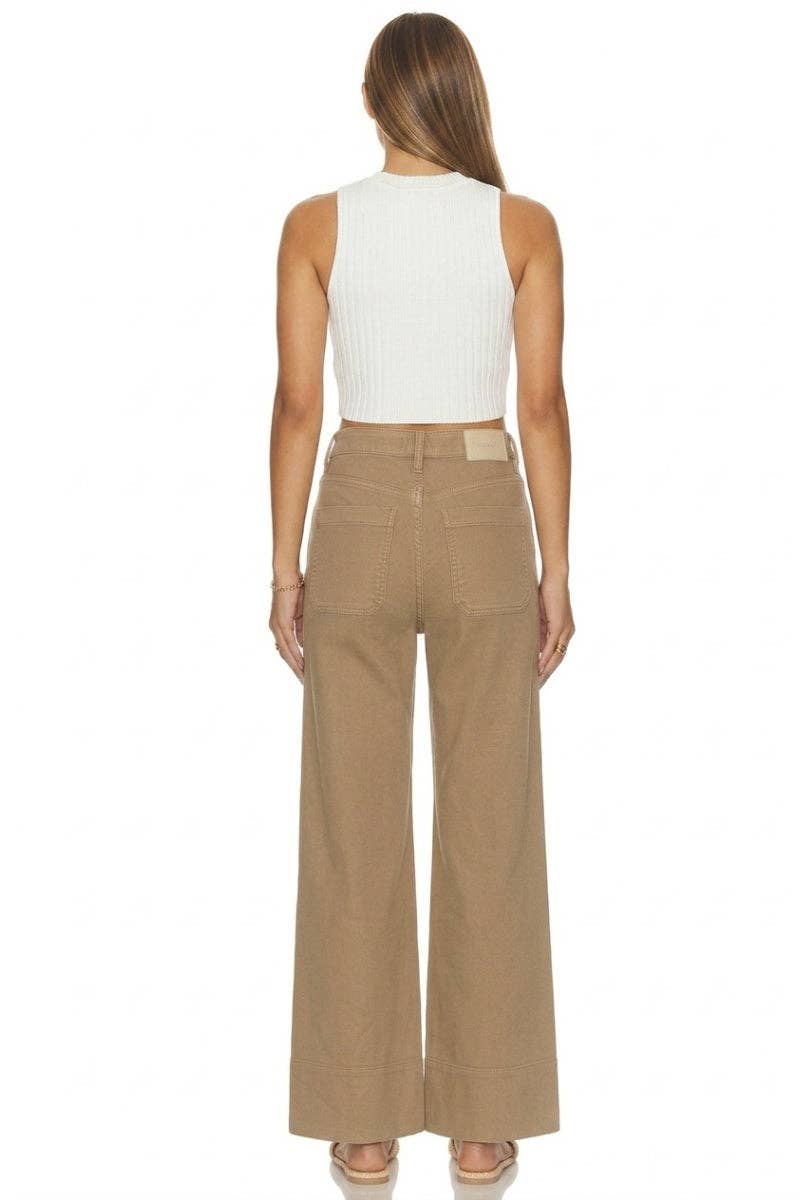 High Rise Tummy Control Garment Dyed Palazzo Jeans