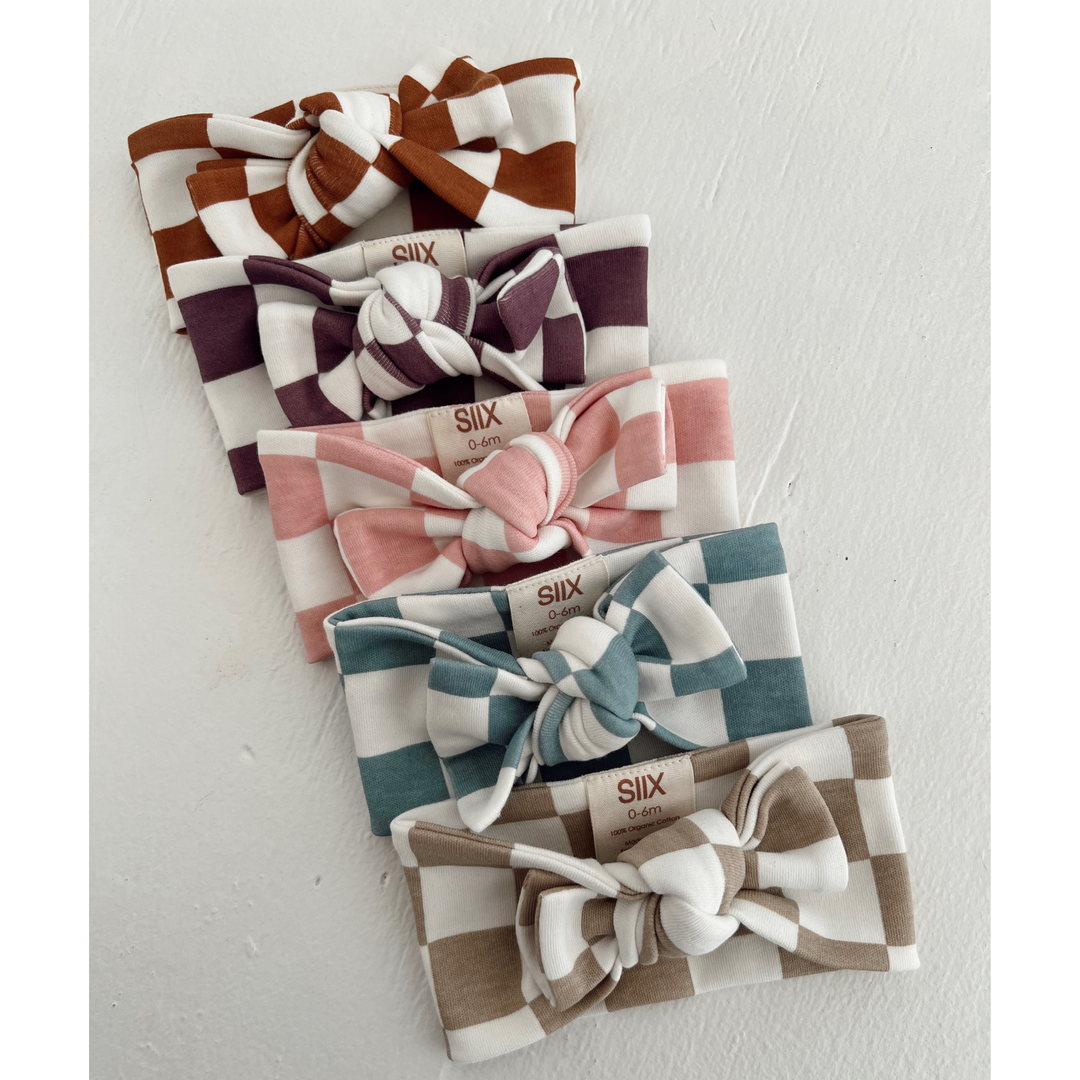 SIIX Collection Berry Cheesecake Checkerboard / Organic Bow - Simple Good