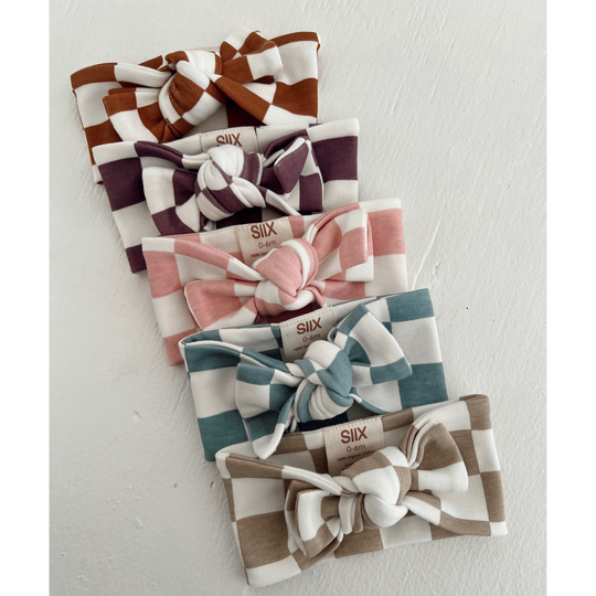 SIIX Collection Berry Cheesecake Checkerboard / Organic Bow - Simple Good
