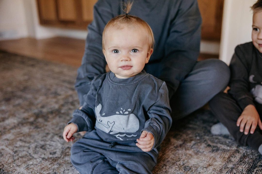 Moonstone Whale Organic Cozy Graphic Sweatshirt & Jogger Set