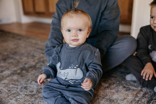 Moonstone Whale Organic Cozy Graphic Sweatshirt & Jogger Set