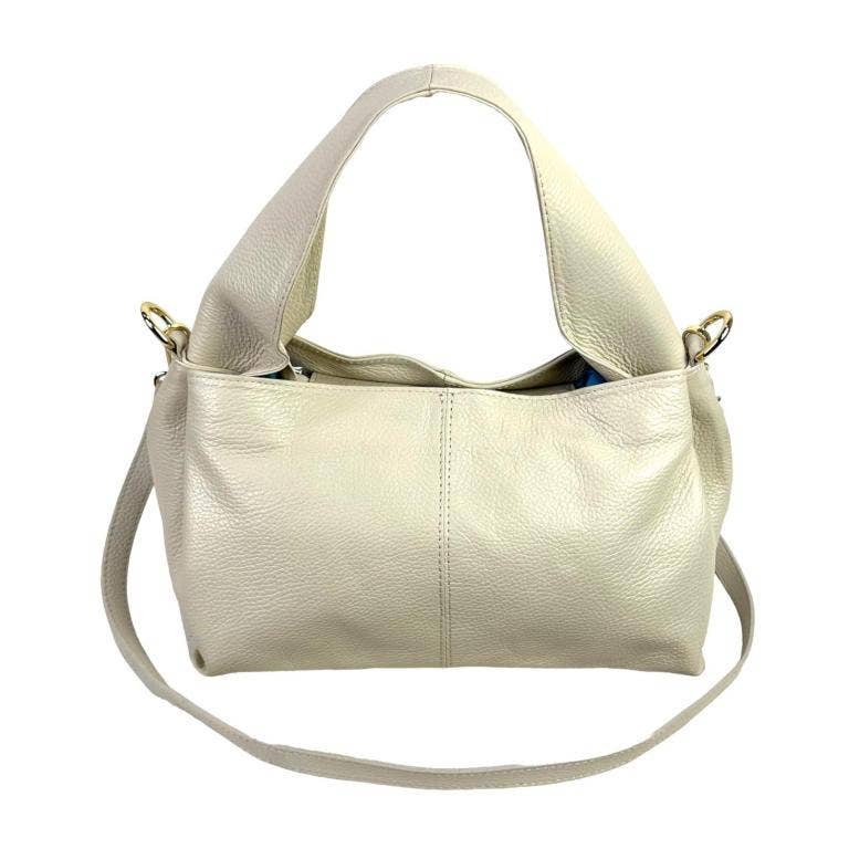 Italian Leather Handbag with Thick Short Handle